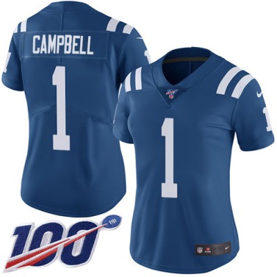 Nike Indianapolis Colts #1 Parris Campbell Royal Blue Team Color Women's Stitched NFL 100th Season Vapor Limited Jersey